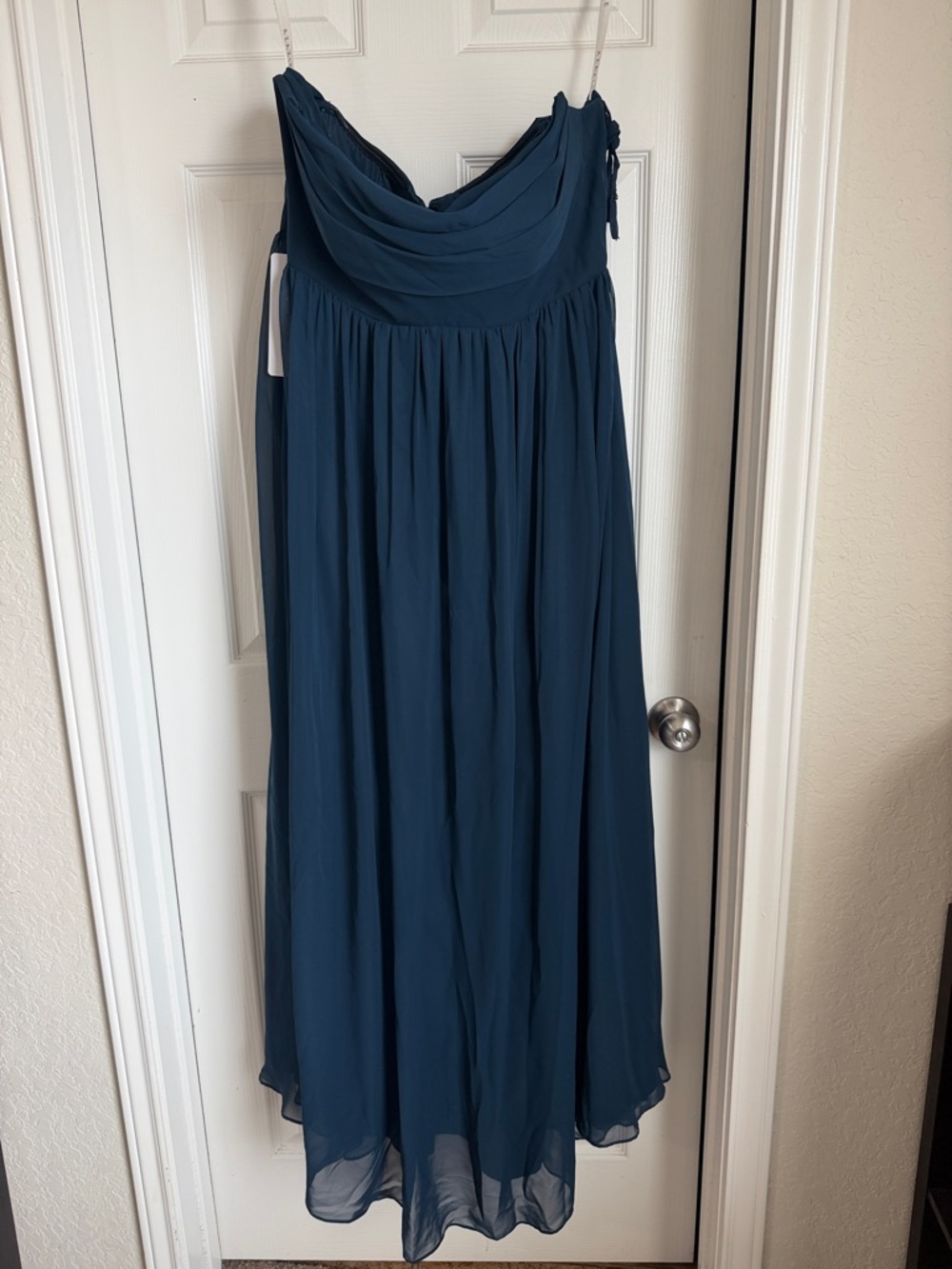 Azazie 
Strapless maternity Dark Navy Chiffon Dress
